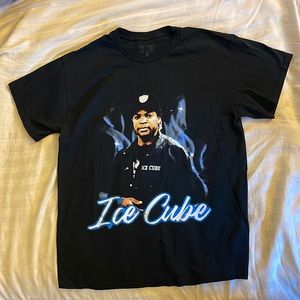 ICE CUBE BLUE FLAME Men's Black  Size Large Graphic T-Shirt Tee Short Sleeve